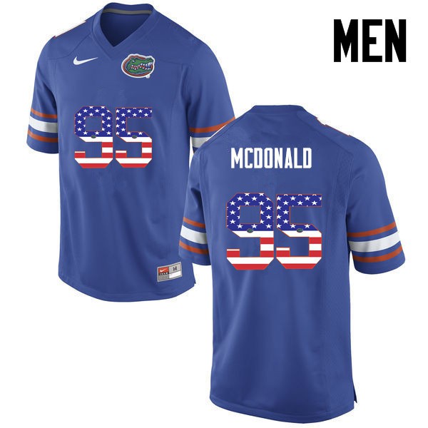 Florida Gators Men #95 Ray McDonald College Football Jersey USA Flag Fashion Blue